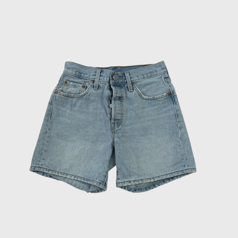 Levi's 501 Original Denim Shorts Women 25 Light Wash Button Fly Distressed